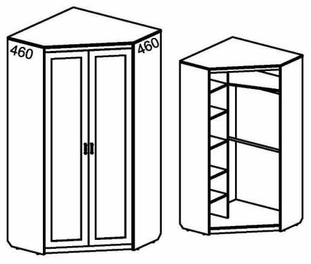 Угловой шкаф 1100х1100 глубина 600
