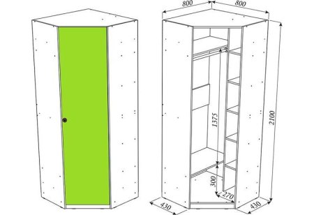Угловой шкаф 800х800 чертеж