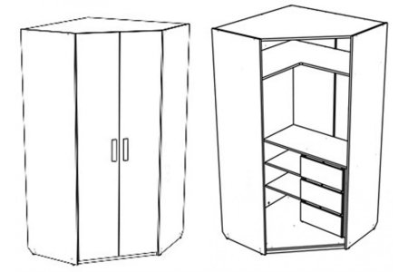Шкаф угловой двухдверный универсальный 145