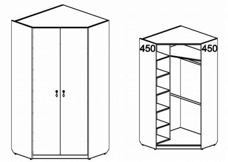 Шкаф угловой БАРОНС групп Alisa 3 чертеж