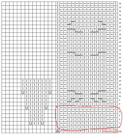 Варежки с узором Сова схема