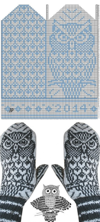 Варежки жаккард Сова
