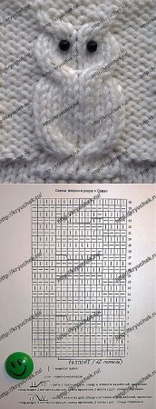 Вязаные варежки Сова спицами со схемами и описанием