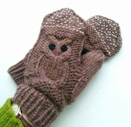 Варежки с совами
