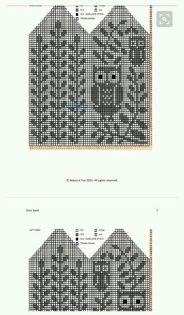 Жаккардовые варежки с совами