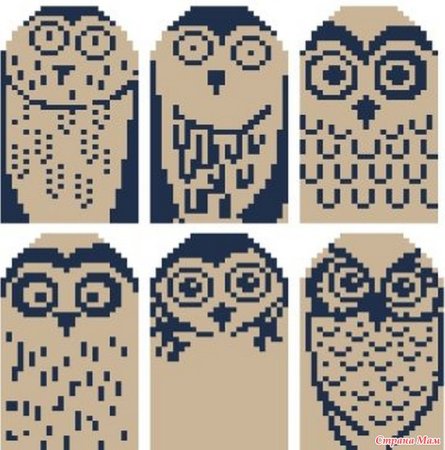 Варежки жаккард Сова