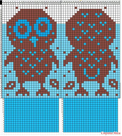 Жаккардовые варежки с совами