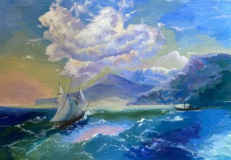 Море гуашью Айвазовский