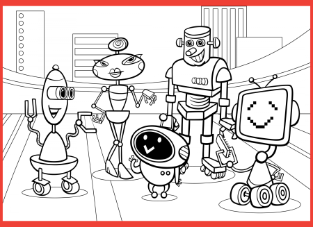 Раскраска робот официант