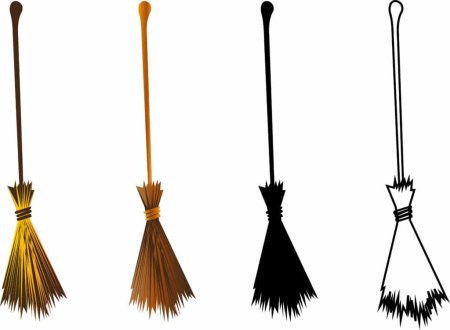 Веник ведьмы на белом фоне