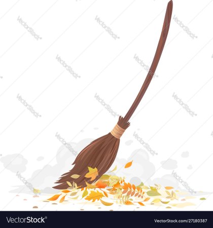 Метла и осенние листья