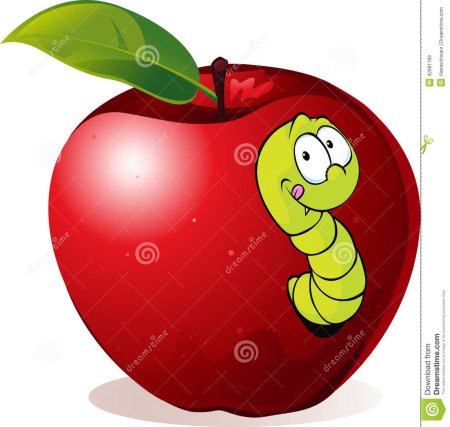 Яблочко с червячком