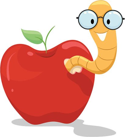 Червяк из яблока рисунок