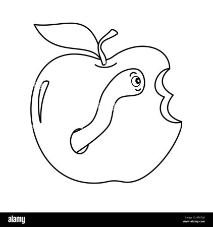 Яблочко с червячком раскраска