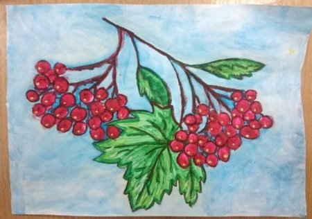 Рисование ветка калины