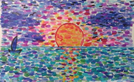 Стилизованный пейзаж гуашью