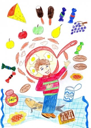 Детский рисунок папа и кот