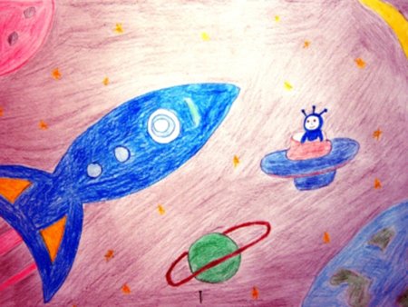 Детские рисунки ко Дню космонавтики