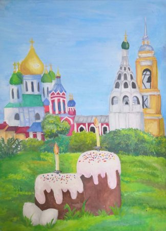 Рисунки на Пасху с Церковью