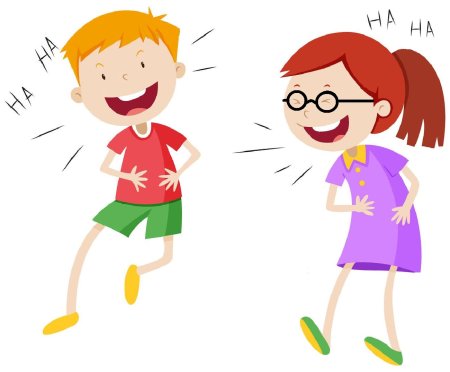 Мальчик мультяшка смеется