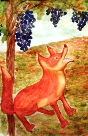 Иллюстрация к басне лиса и виноград