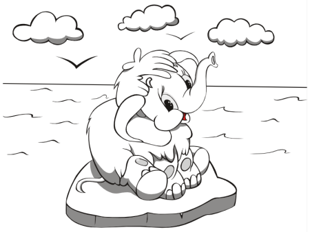 Мамонтенок раскраска для детей