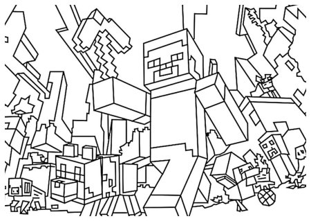 Раскраска майнкрафт деревня 13