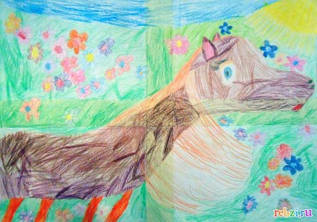 Конь рисунок детский