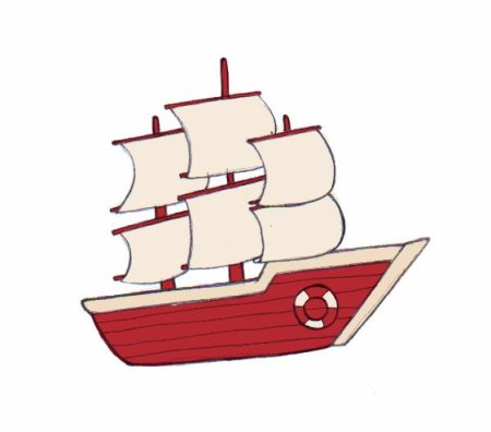 Рисунок кораблика с парусами