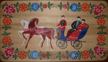 Городецкая роспись сани
