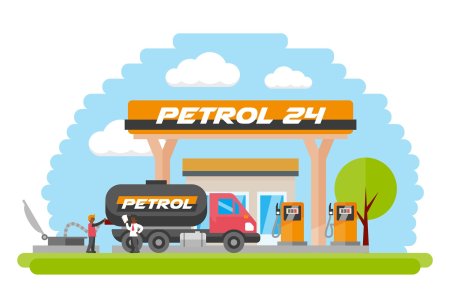 Рисунок автозаправки для детей