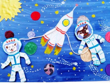 Рисунок Юрия Гагарина в космосе