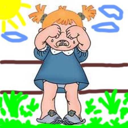 Плачущая девочка с косичками