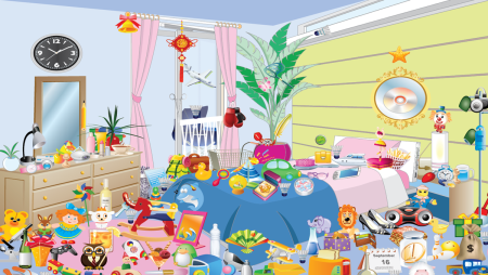 Комната с разбросанными игрушками