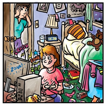 Беспорядок в комнате иллюстрация