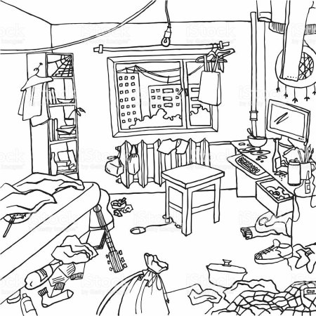 Раскраски беспорядок в комнате