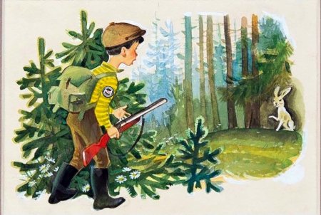 Сказочный охотник и зайцы