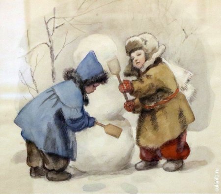 Мальчик и Снеговик раскраска