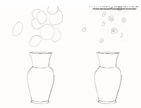 Поэтапное рисование вазы карандашом