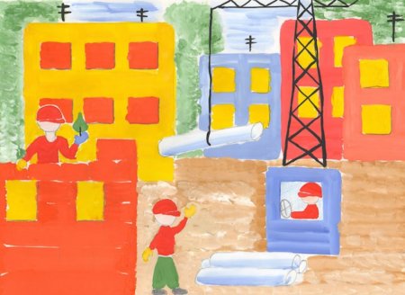 Рисование на тему «городские стройки»
