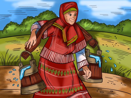 Роспись барыни дымковским узором