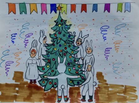 Рисование новогодний хоровод в подготовительной группе