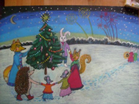 Рисование новогодний хоровод