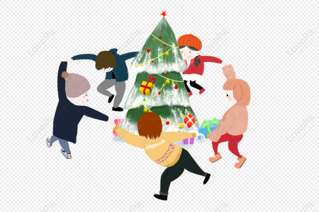Хоровод вокруг елки вектор