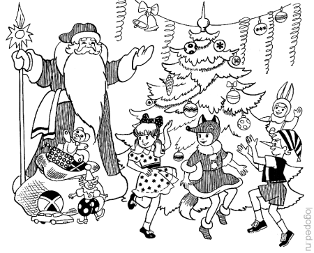 Раскраска новый год хоровод