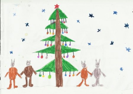 Рисование вокруг ёлочки хоровод