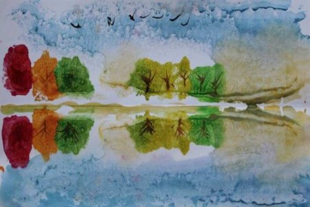 Монотипия техника рисования дерево