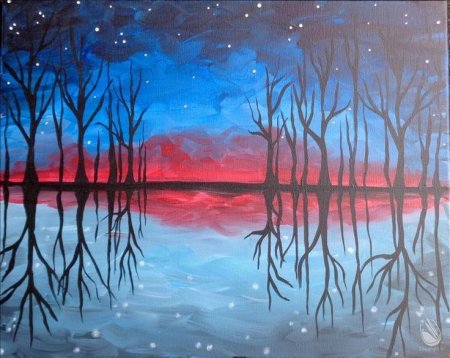 Отражение гуашью