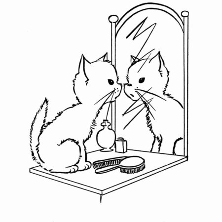 Раскраска кошка с котятами