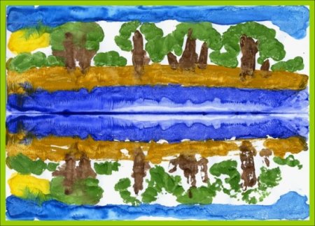 Монотипия Пейзажная нетрадиционная техника рисования для детей